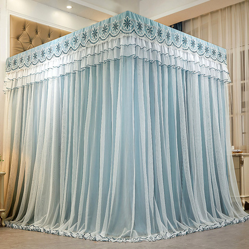 New double-pole reinforced mosquito net, double-layer encrypted blackout bed curtain, floor-standing three-door light luxury dust-proof and anti-mosquito net
