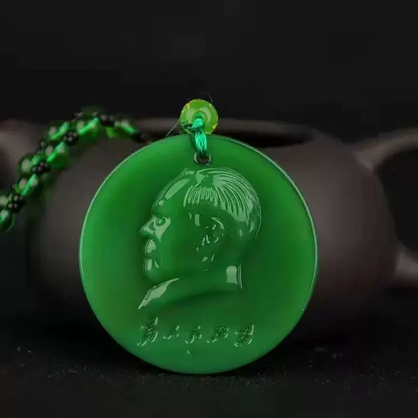 Autumn and Winter New Imitation Malay Jade Safety Buckle Pixiu Woolen Chain Buddha Pendant Necklace Men's and Women's Pendant Long All-match