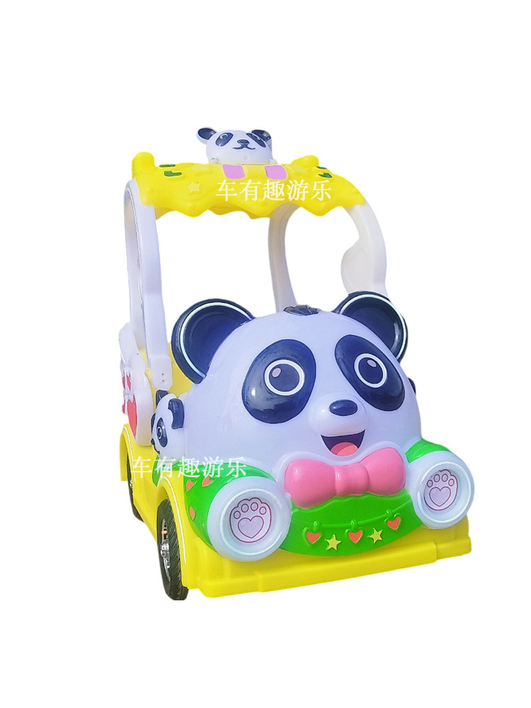 Nuevo modelo de cuatro ruedas de panda de cabeza grande coche de atracción eléctrico para padres e hijos de accidentes de carro de entretenimiento de la plaza escénica