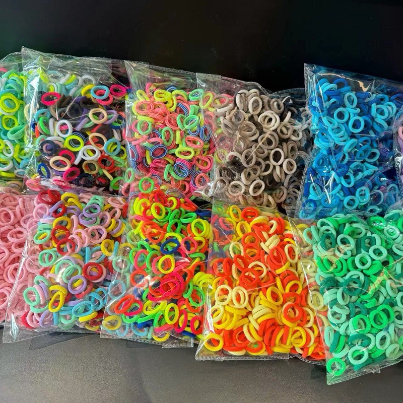 500 Packs Seamless Towel Ring Children's Rubber Band Baby Hair Band Does Not Harm Hair Rope Thumb Ring Girls' Head Rope