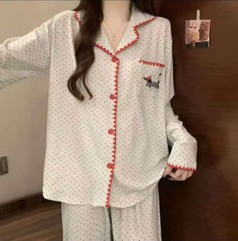 [長袖ズボン] 外国貿易insクロスボーダー韓国版パジャマ女性カーディガン甘美シンプル日系春秋代発