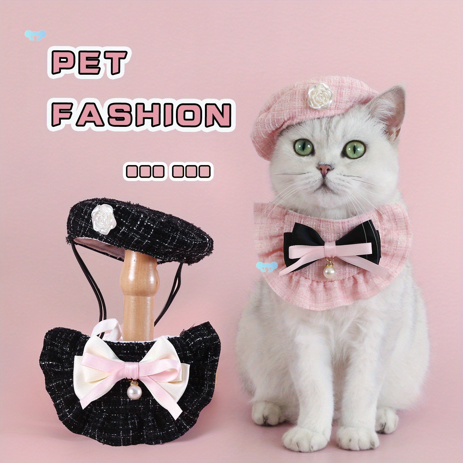 2pcs Pet Bow Flower Bib set Suitable for Dogs And Cats跨境