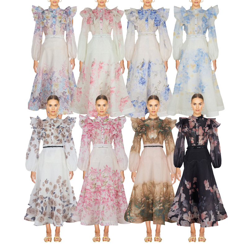 In-Stock Australian Design Niche Light Luxury Ruffled Button Long-Sleeve Shirt with Flared Puff Skirt Set in 8 Colors In-Stock Australian Design Niche Light Luxury Ruffled Button Long-Sleeve Shirt with Flared Puff Skirt Set in 8 Colors