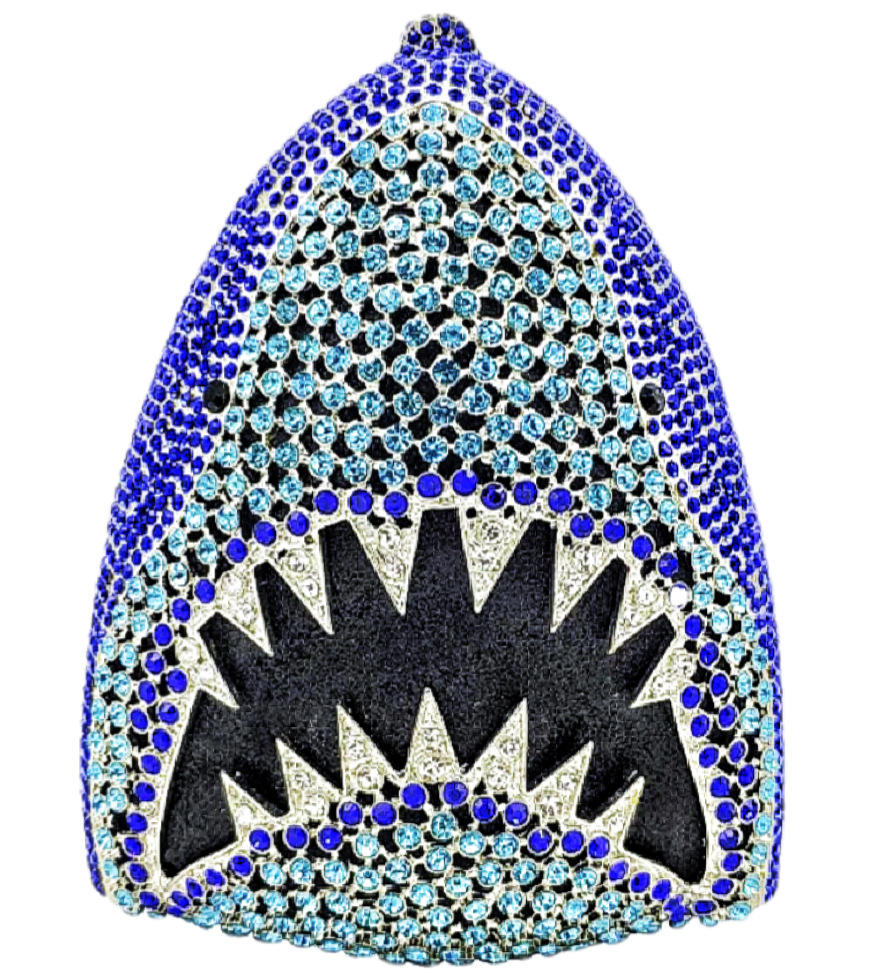 * Nuevo tiburón transfronterizo bolso de cena de diamantes bolso de mano de animales marinos bolso de mano de banquete europeo y americano bolso de mujer de diamantes