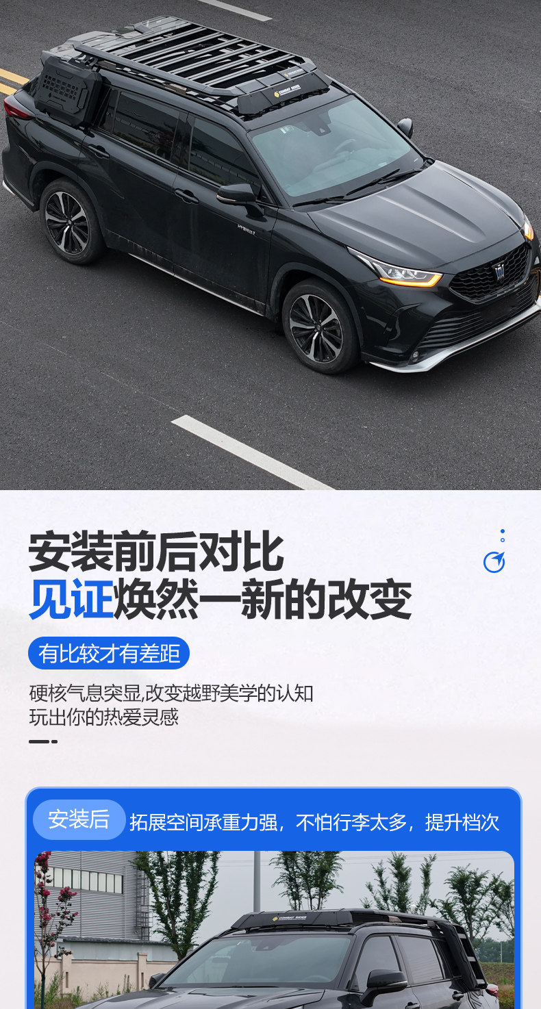 Suitable for Highlander Crown Land Cruiser Outdoor Camping Roof Expansion Explorer Roof Rack Canopy Side Tent