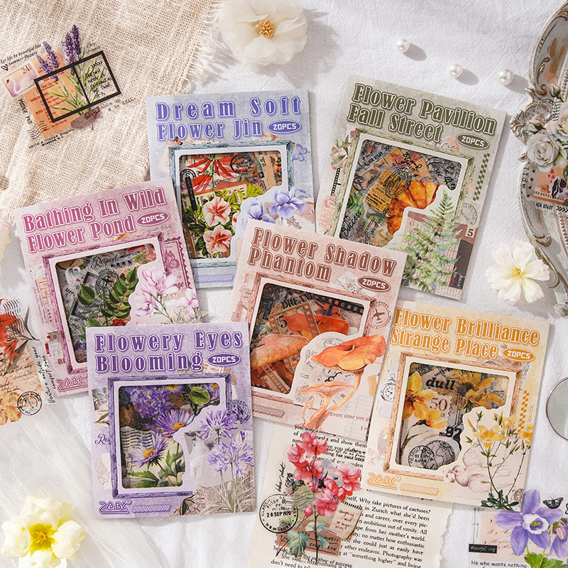 Veo por primera vez el lenguaje de las flores, las plantas, las flores, las pegatinas de flores, las pegatinas autoadhesivas, las cuentas a mano impermeables, las pegatinas de material de collage de patrones de flores diy