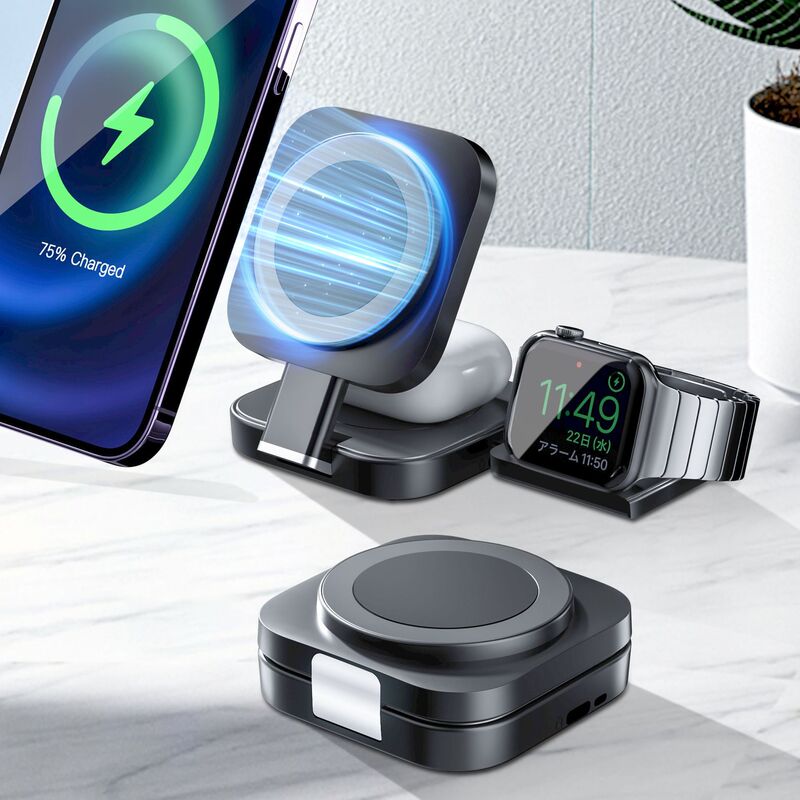 Desktop Three-In-One Wireless Charger Magnetic Suction Suitable for Apple Portable Three-In-One Wireless Charging Stand Watch