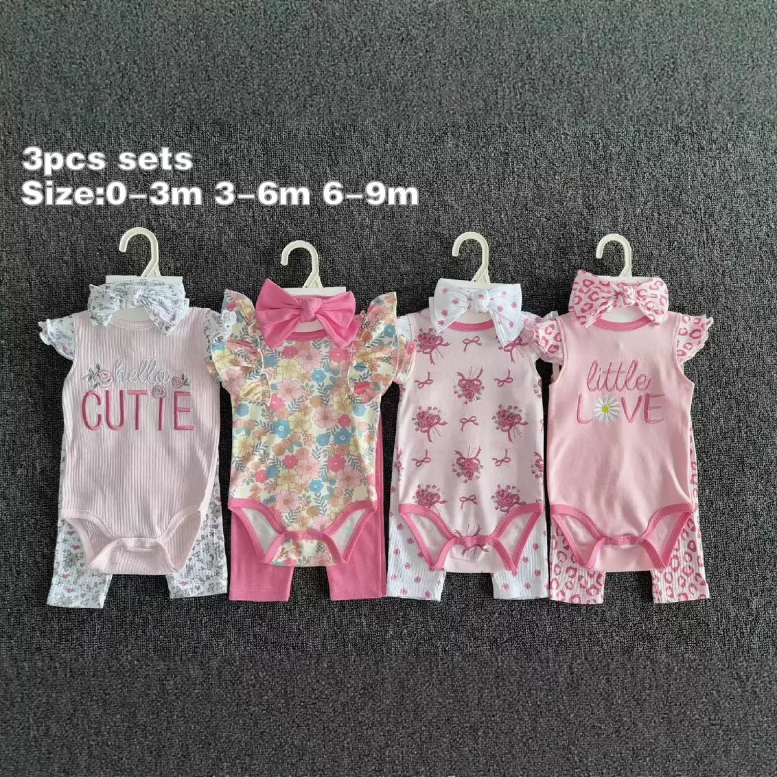 跨境INS新生婴幼小童女宝宝夏季款卡通小象短袖包屁哈衣短裤套装