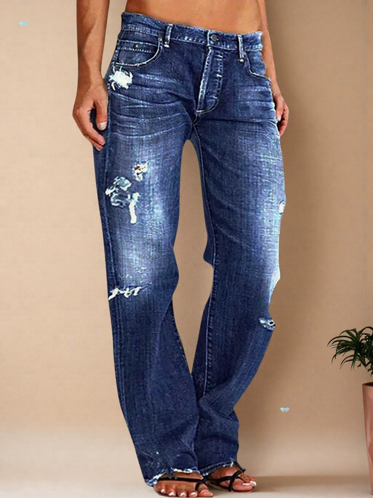 Женские повседневные джинсы больших размеров, свободный крой, рваные прямые брюки