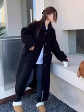 2025新款皮毛一体外套女中长款颗粒绒翻领仿皮草宽松显瘦毛毛大衣