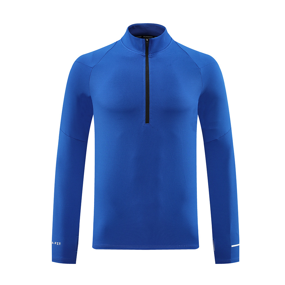 Dijia al aire libre rápido secado deportivo suéter medio cremallera elástico rápido secado de cuello de acondicionamiento físico entrenamiento de carrera camiseta de manga larga hombre