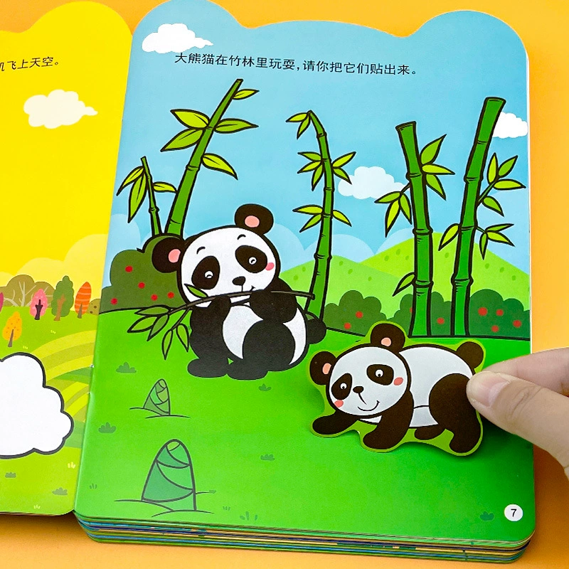 Познавать книгу со стикерами, карточки для обучения в виде мультфильмов, наклейка, 3 года, тренировка, концентрация, мозговой штурм
