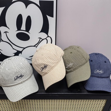 Early Spring New Houndstooth Letter Baseball Cap Men's and Women's Fashion All-match Sun Hat Vintage Face-covering Cap Ins