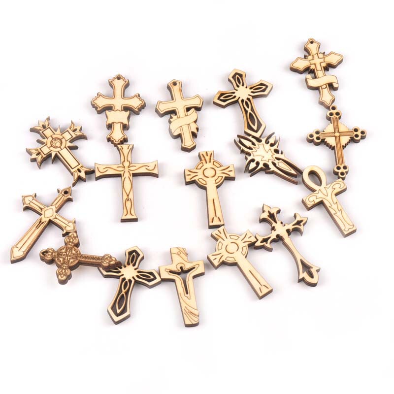 2022 new Christmas cross pendant pendant wooden gold and silver pattern small pendant