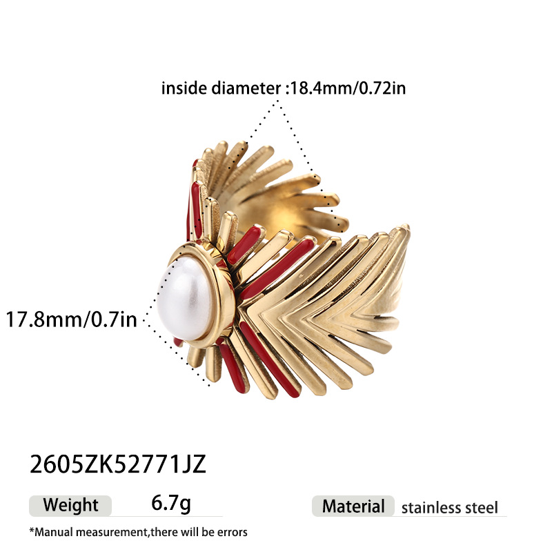 Anillo de acero inoxidable de rayas geométricas de rayas no se desvanece con joyas de 18K