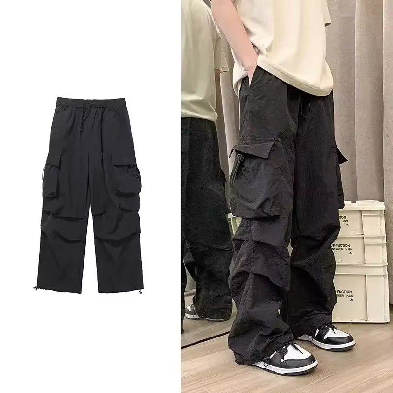 Summer New Arrival Overalls Men's Japanese Style Retro High Street Charge Pants Loose Multi-Pocket Parachute Casual Trousers