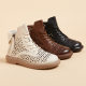 2023 Spring Retro Hollow Martin Boots Women's Thick Bottom Double Side Zipper Casual Short Boots Large Size Flat Women's Shoes