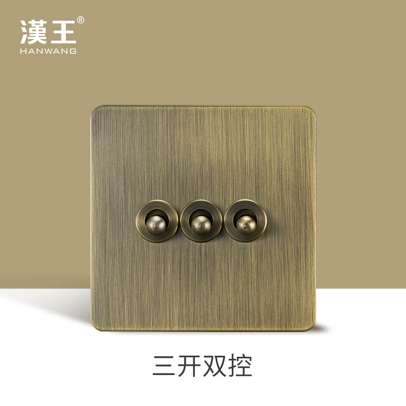 Античный бронзовый ретро выключатель, клавиша из нержавеющей стали, металлическая старинная лицевая панель для отеля