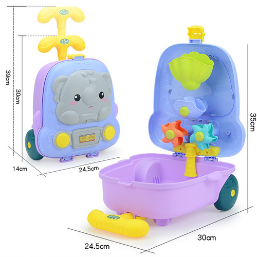 New Product Pull-along Sand Bucket and shovel Toys for Beach Sand Play, 8-Piece Suitcase Set with Baby Shower Outdoor Water Play Toys