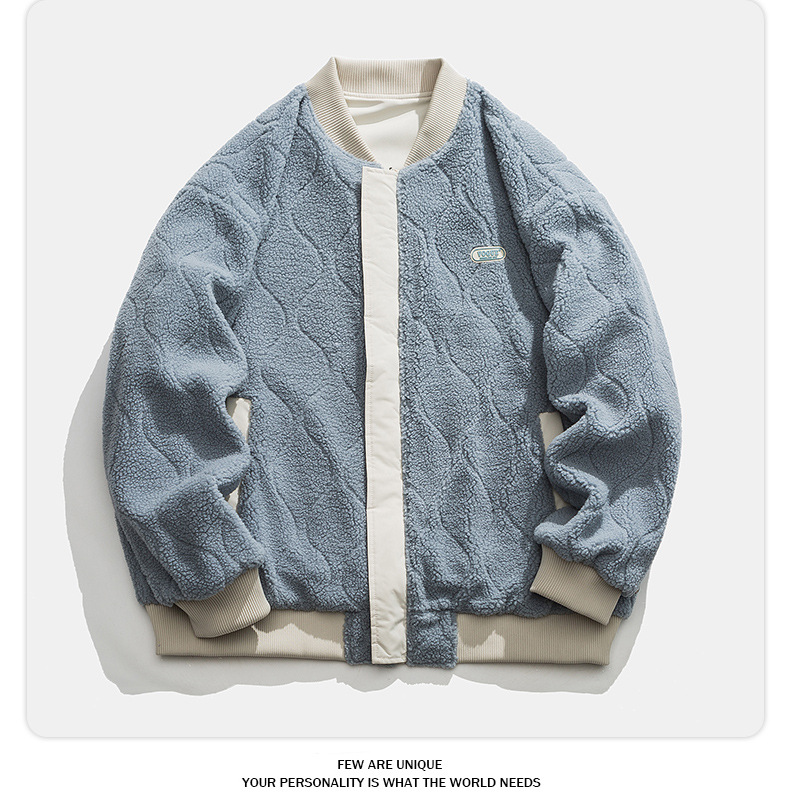 Men's Lambswool Baseball Jacket - Autumn And Winter Padded Coat_voghion.com