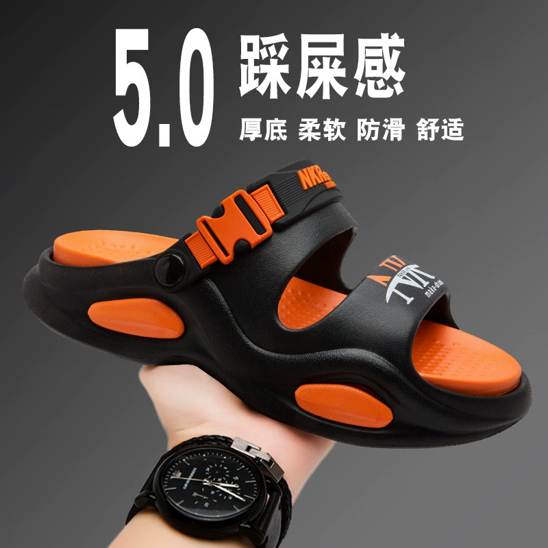 Мужские тапочки большого размера для летних видов спорта, тапочки на толстой подошве для верхней одежды, нескользящие, для поездок на работу, пляжные сандалии двойного назначения для рафтинга.