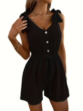 V 10919 Sleeves Jumpsuit with Tie Waist ���������� ר