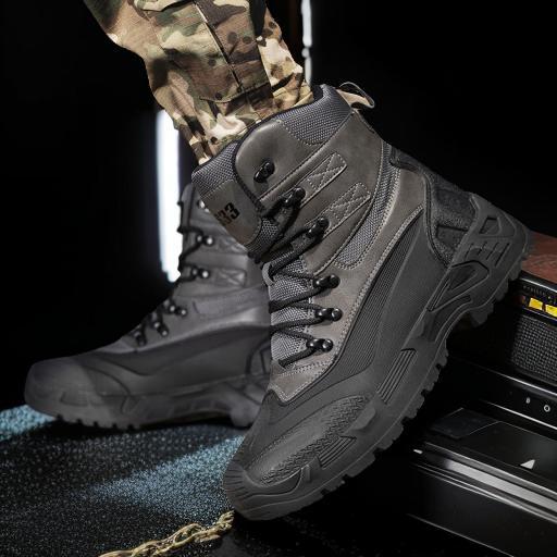 Una pieza de nuevas botas de combate, botas de montaña para hombres, zapatos de seguridad para hombres, suela gruesa, zapatos deportivos casuales para hombres, talla grande 47