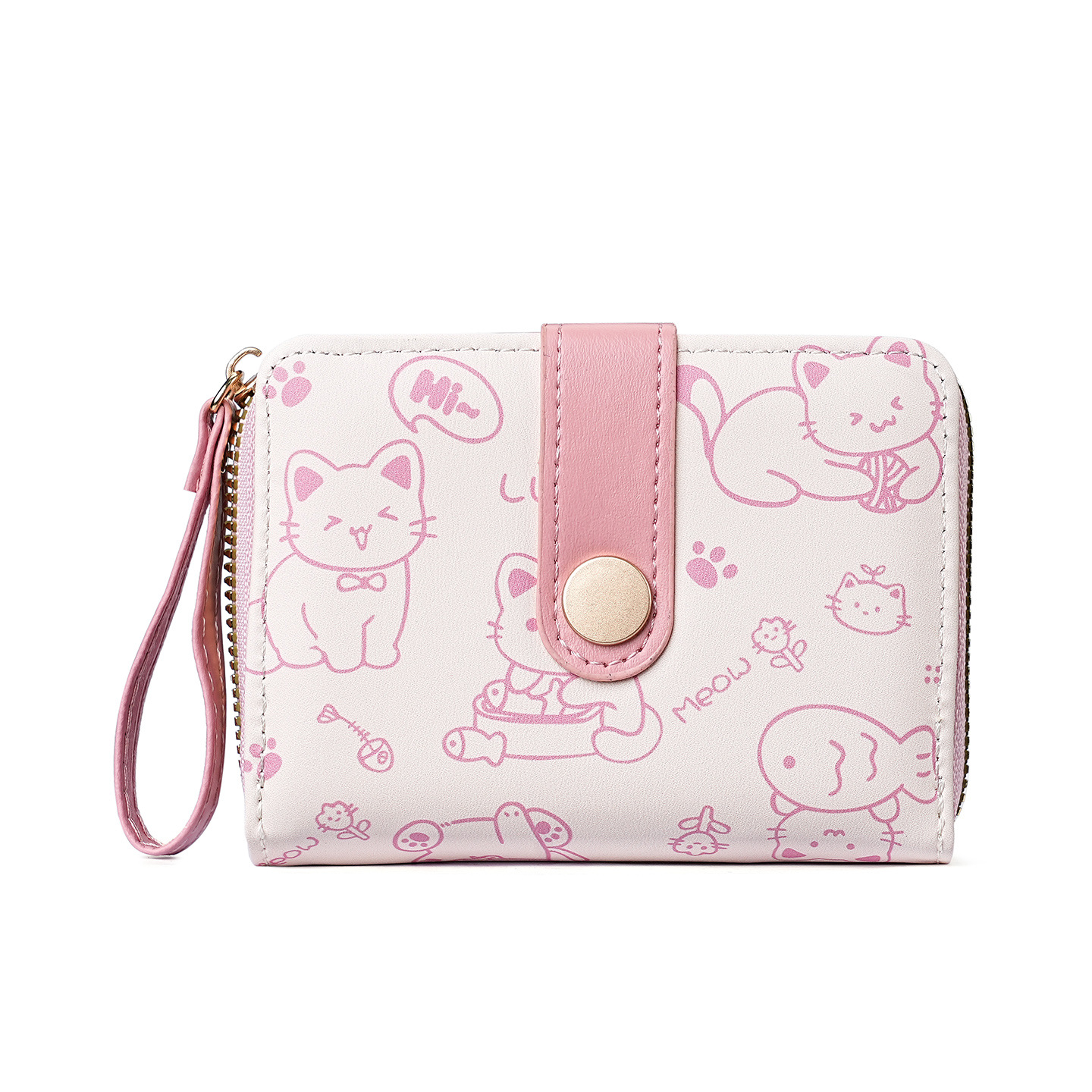 Cartera corta para mujeres nuevo lindo dibujo animado japonés estudiantes plegables cremallera bolsa de cambio bolsa de tarjetas