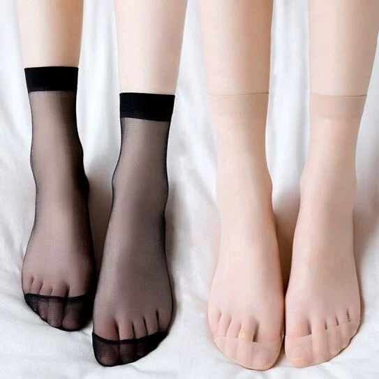 Crystal Silk Ultra-Thin Invisible Short Socks for Women, Summer Breathable Anti-Snagging Low-Cut Boat Socks, Solid Color Sheer Short Socks