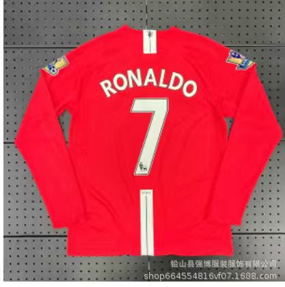 Nike x Manchester United Retro 2007/08 Home Ronaldo #7 Long Sleeve Jersey Red
