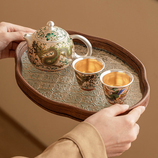 Factory Longfeng Chengxiang Silver Light Luxury High-end One Pot Two Cups Ceramic Kung Fu Tea Set Teapot Teacup suit Gift Box