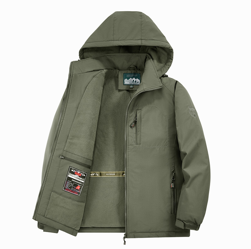 户外冲锋衣男装大码休闲户外运动服外套春秋冬中长款加厚夹克男