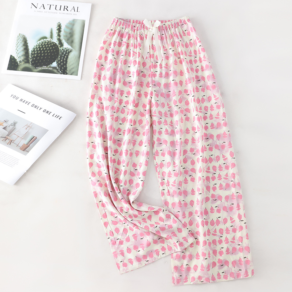 Pantalones de pijama de algodón de verano sueltos para mujeres embarazadas pantalones de piernas anchas colgantes sensación de nueve pantalones para el hogar se pueden usar fuera