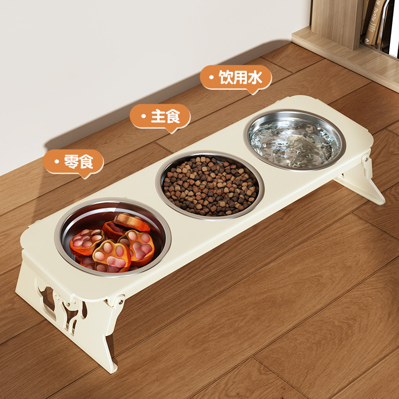 可折叠10度倾斜护颈小宠物碗架防打翻饭盆狗狗碗猫咪自动饮水食盆产品实拍图