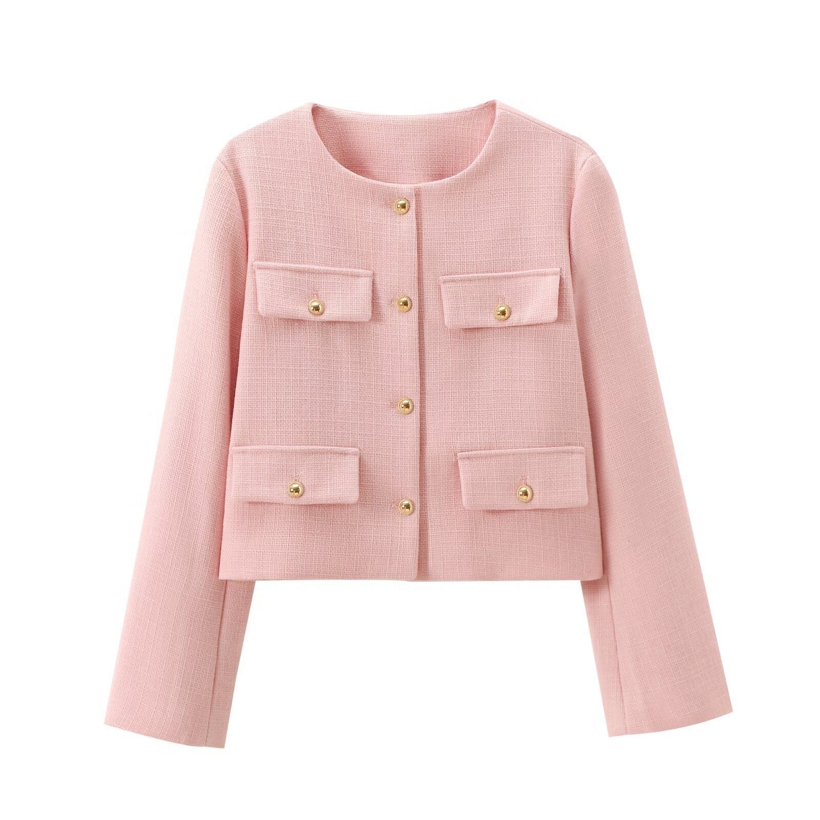 420g Weight Casual Jacket Outerwear Type Long Sleeve Sleeve Length Single Breasted Placket Type Regular Sleeve Sleeve Type Polyester Fabric Type Short Top Length Coat Tops Type Casual, Daily Occasion Round Neck Neckline Regular Fit Fit Type Solid Color Pattern Spring, Autumn Season Women's Gender Pocket Design Elegant, Streetwear Style Women's Elegant Streetwear Solid Color Pocket Single Breasted Coat Casual Jacket 19
