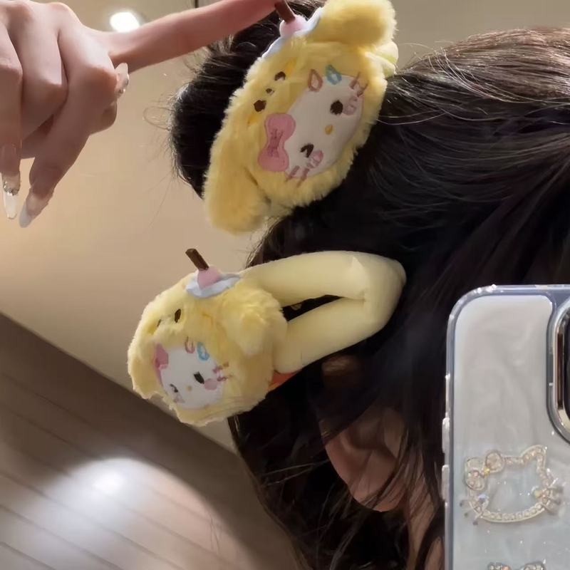 新款创意水果猫咪公仔掰掰夹学生刘海夹少女心百搭大号夹子小众|undefined