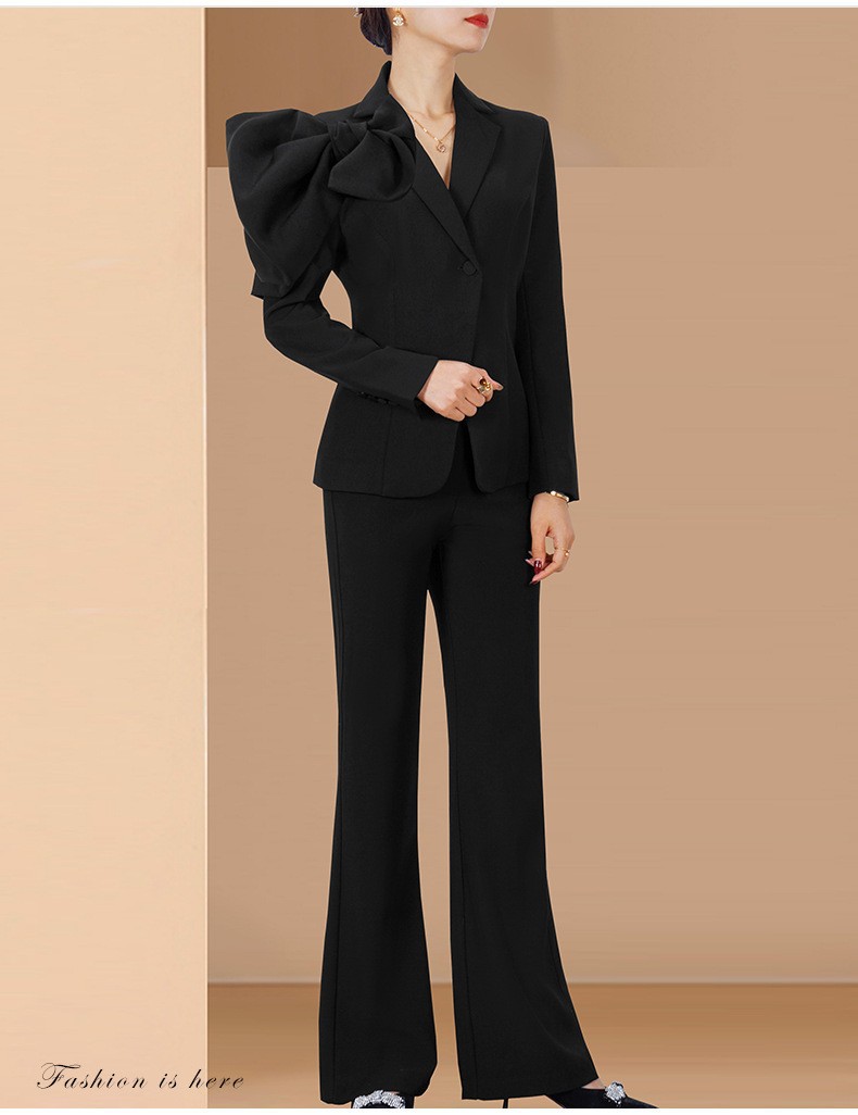 GraceChic 4282 New Fashionable Slimming Red Suit Women's Goddess Style Blazer + High Waist Pants Two-Piece Set_voghion.com