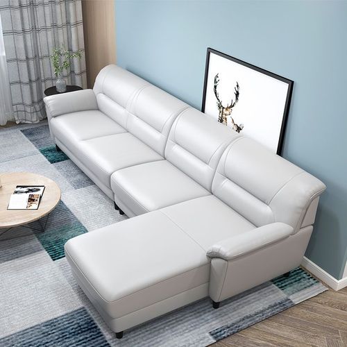 Nordic-style modern minimalist 3-seater leather sofa—perfect for small apartments, ideal for living rooms, and crafted from premium, top-layer cowhide with a luxurious chaise lounge design.