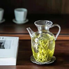 Xiao Song Hu glass green teapot heat-resistant thickened Japanese flower tea kettle with filter large fair cup
