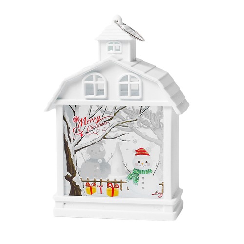 新款圣诞装饰品小夜灯欧式房子摆件雪人风灯烛台灯节庆布景道具