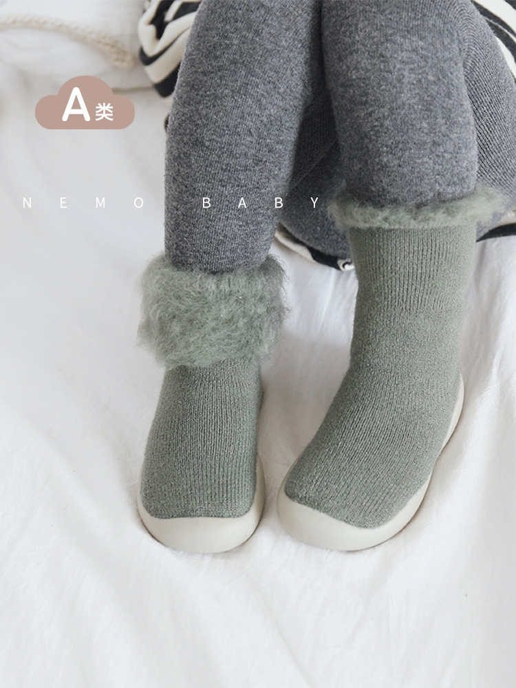 Calcetines infantiles otoño-invierno grueso y calcetines cálidas con calcetines de piso para bebés calcetines de calcetines de calcetines
