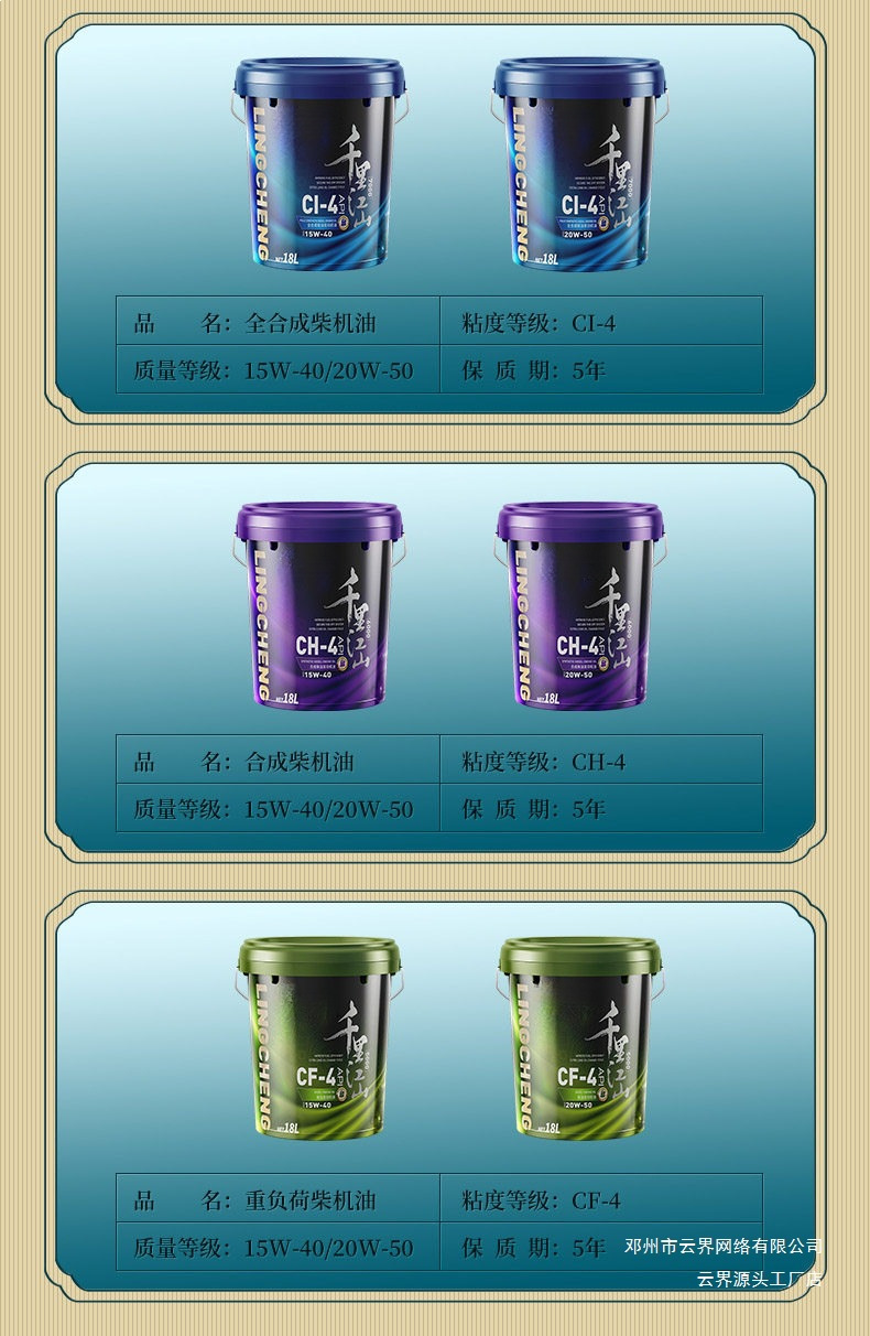Suitable for Agricultural Vehicles and Trucks, Fully Synthetic Diesel Engine Oil 15W-40Cf-4 Single Cylinder 4 Liters
