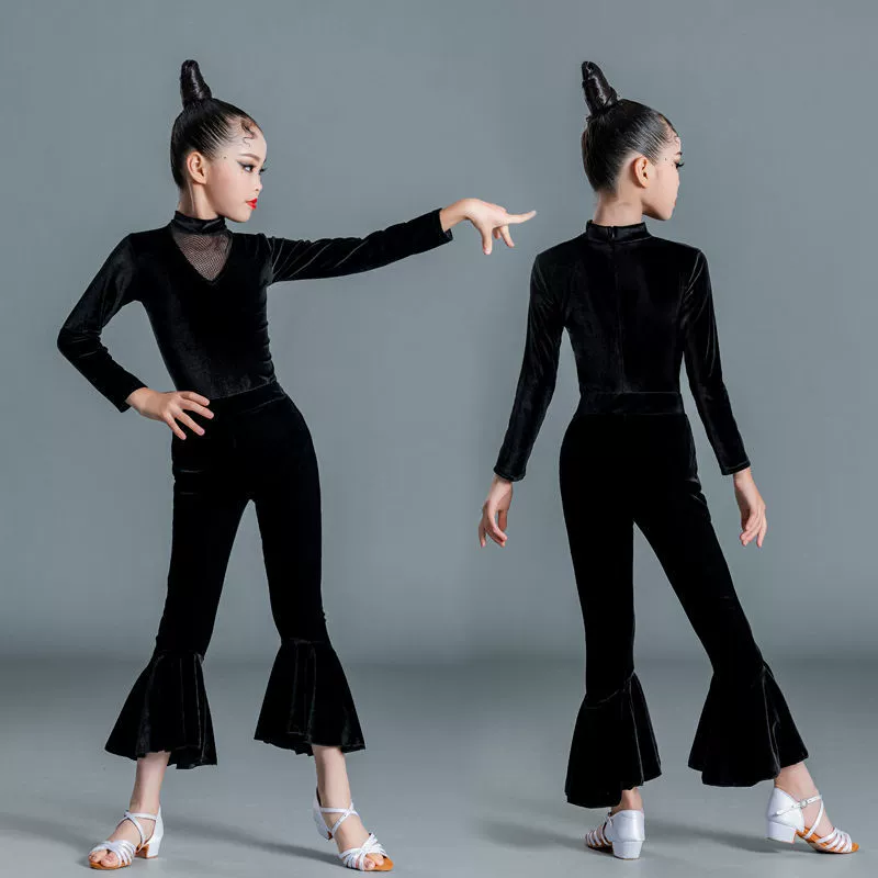 Латинский танец тренировочный костюм зимний новый костюм костюм с длинными рукавами латинские брюки упражнения исполнительские костюмы для девочек латинские брюки
