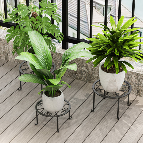 European floor-standing single-layer wrought iron low flower shelf balcony living room flower pot shelf simple outdoor pothos flower shelf
