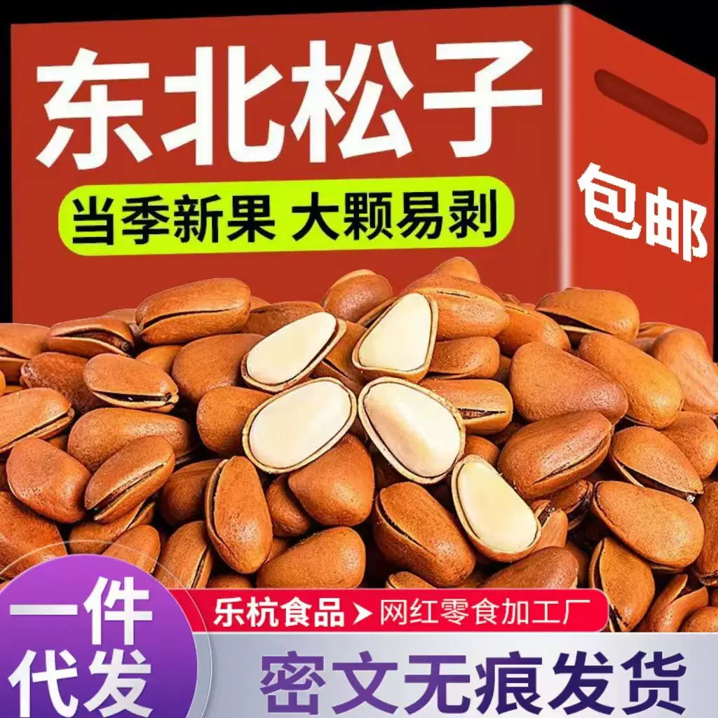 代发开口松子新货大颗粒散装手剥松子坚果零食炒货大颗粒松子