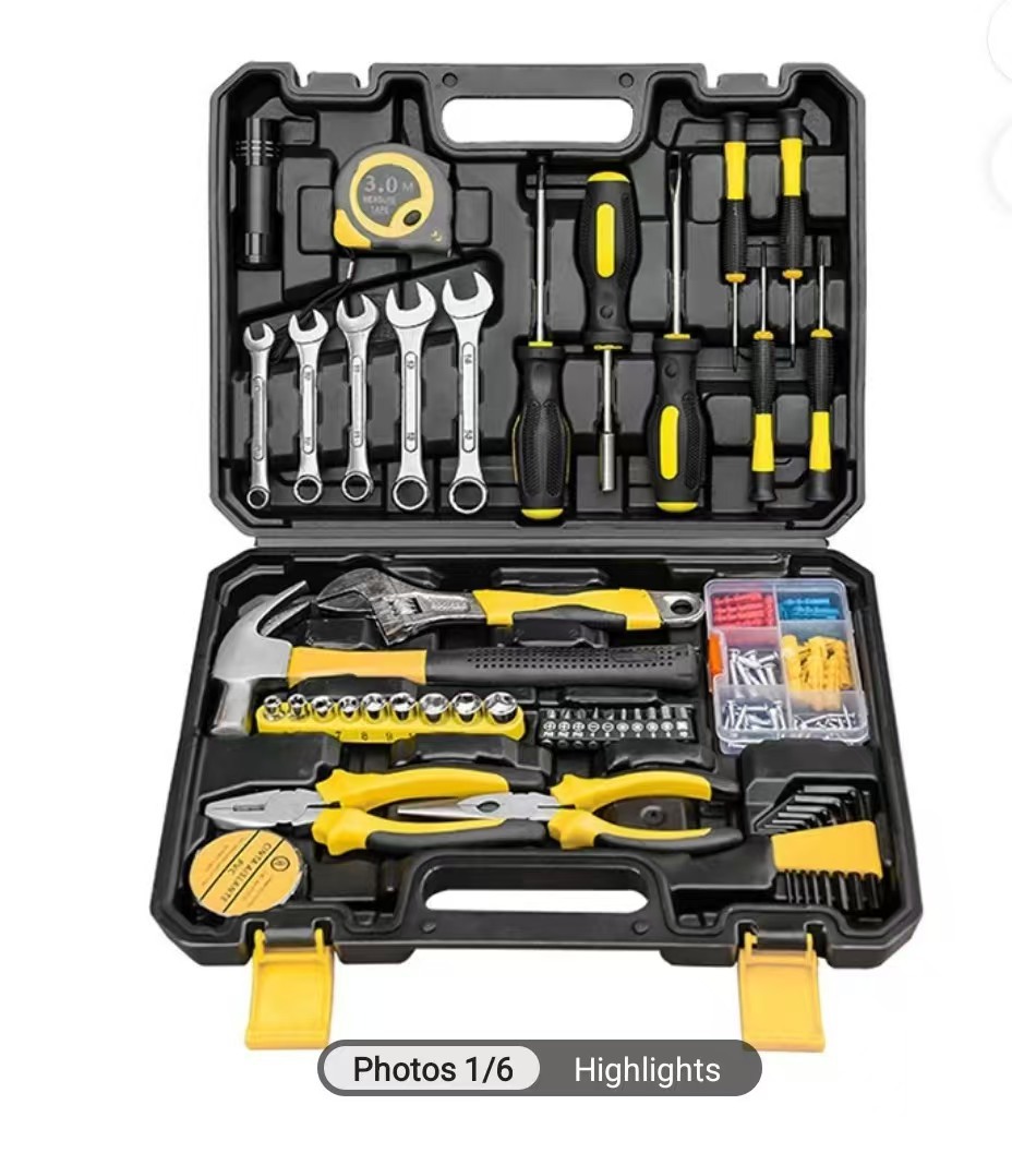 Juego de herramientas de hardware para el hogar, juego de grupo de reparación manual, juego de caja de herramientas para electricista, fábrica al por mayor