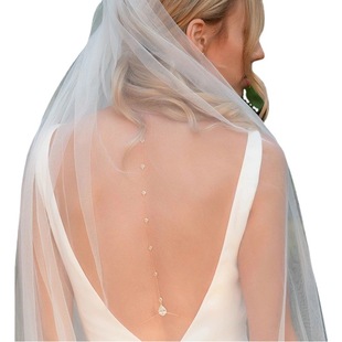 European and American Hot Style Elegant Bride back chain Body chain Jewelry Light Luxury Wedding Dress Zircon Necklace back chain