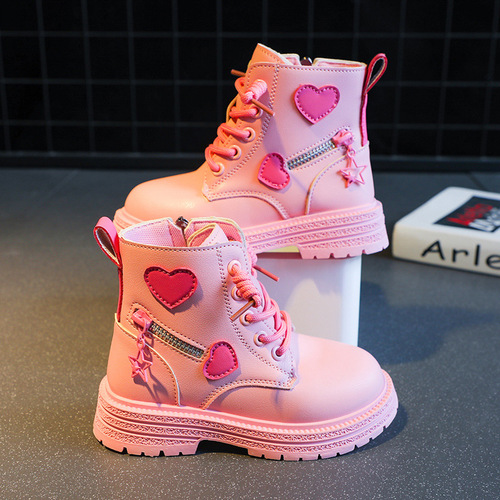 Girls 'Martin boots, children's short boots, autumn and winter new girls' single boots, fashionable princess leather boots, fashionable girls 'leather boots