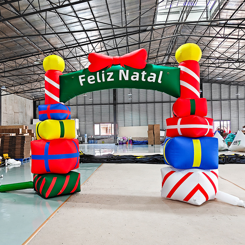 Fuente transfronteriza Navidad patio fiesta decoración del sitio de diseño props inflables arco de Navidad Santa