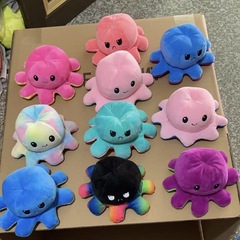 網紅新款可翻面章魚公仔變臉抓機娃娃八爪魚毛絨玩具廠家批發